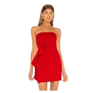 SUSANA MONACO Red Spiral Ruffle Mini Cocktail Dress Womens Medium Like NEW